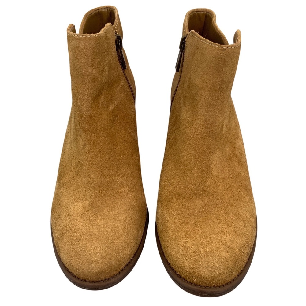 Jessica Simpson Delaine Tan Suede Ankle Boots Womens 7M Low Block Heel Booties